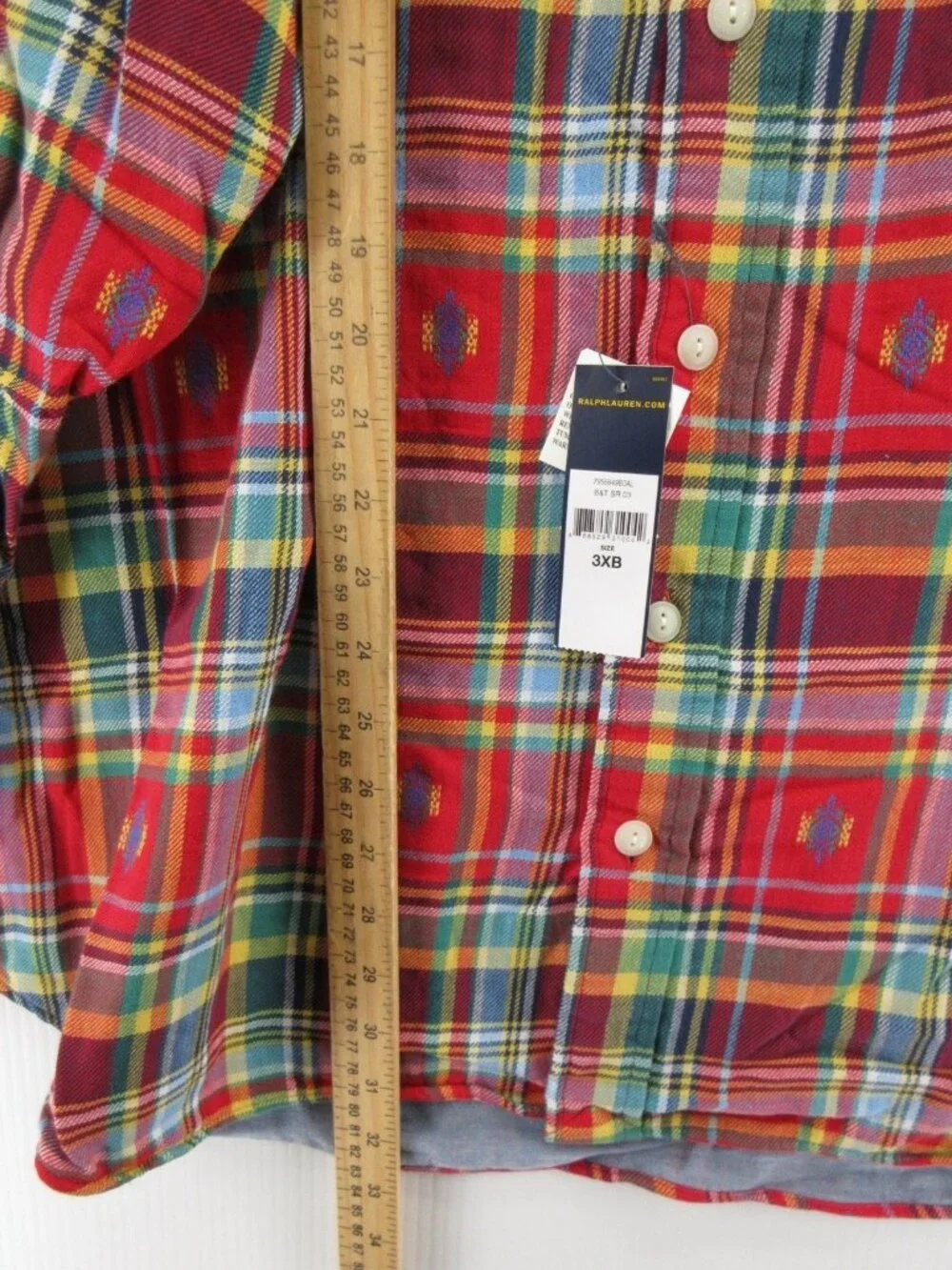 Polo Ralph Lauren Shirt 3XB Button Up Flannel Southwestern Tartan Lined
